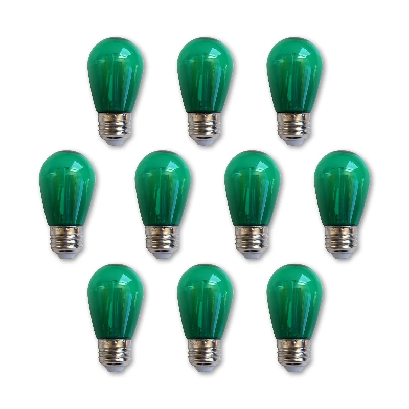 Edison light bulbs for chandeliers10-PACK Green LED Filament S14 Shatterproof Energy Saving Color Light Bulb, Dimmable, 2W,  E26 Medium Base