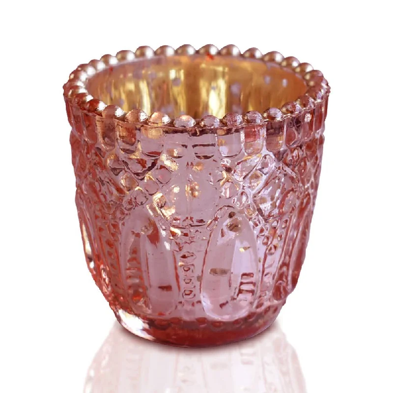 Energy saving LED Edison light bulbsFaceted Vintage Mercury Glass Candle Holder (2.75-Inch, Lillian Design, Electric Pink) - For Use with Tea Lights - For Home Decor and Wedding Decorations