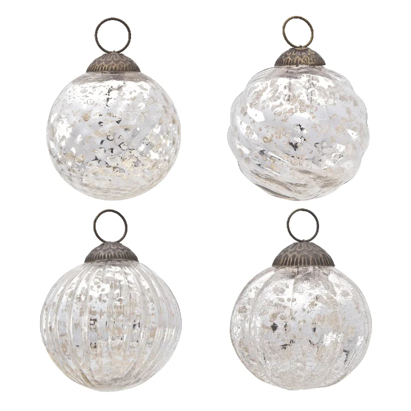 Filament style LED Edison light bulbs4 Pack | Silver Vintage Elegance Assorted Ornaments Set - Great Gift Idea, Vintage-Style Decorations for Christmas, Special Occasions, Home Decor and Parties