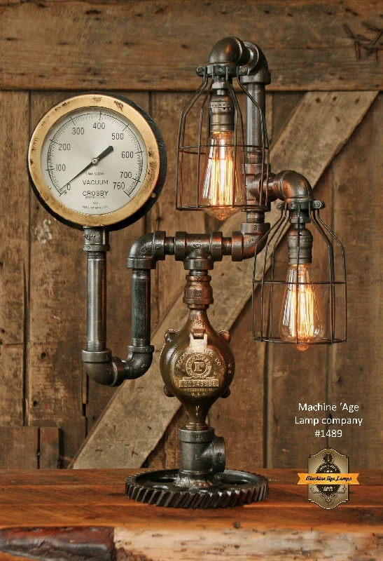 Steampunk Industrial Lamp / Gear / Steam Gauge / #1489 sold