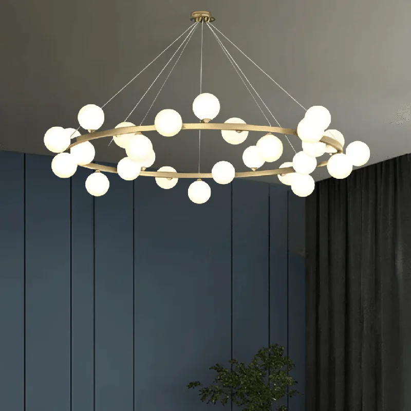 Chandeliers with Clear Crystal for a Sparkling EffectAstral Orbit Brass and White Glass Chandelier (0987/28)