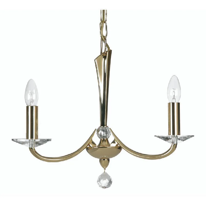 Small Chandeliers for Compact RoomsBahia Cast Brass 3 Light Chandelier With Gold Plate warehouse clearance stock