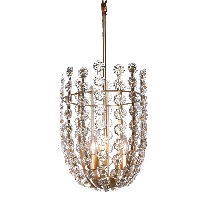 Chandeliers with Clear Crystal for a Sparkling EffectCLEAR GLASS 3 LIGHT FLOWER CHANDELIER