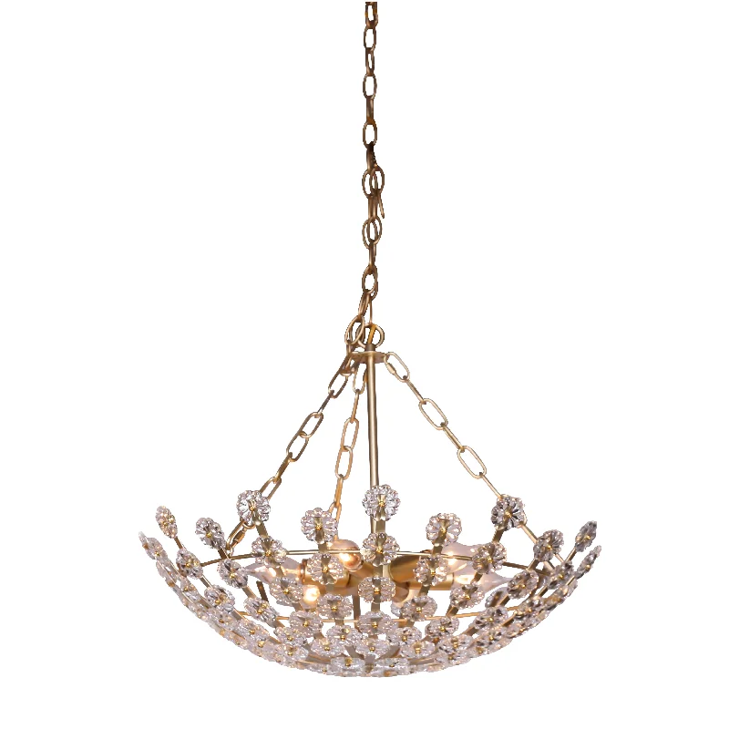 Modern Crystal Chandeliers for Contemporary HomesCLEAR GLASS 6 LIGHT FLOWER CHANDELIER