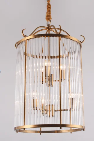 Rustic Wood Chandeliers for Country - Style HousesCrystal Cage Glass and Metal Chandelier (D33178-3+3)