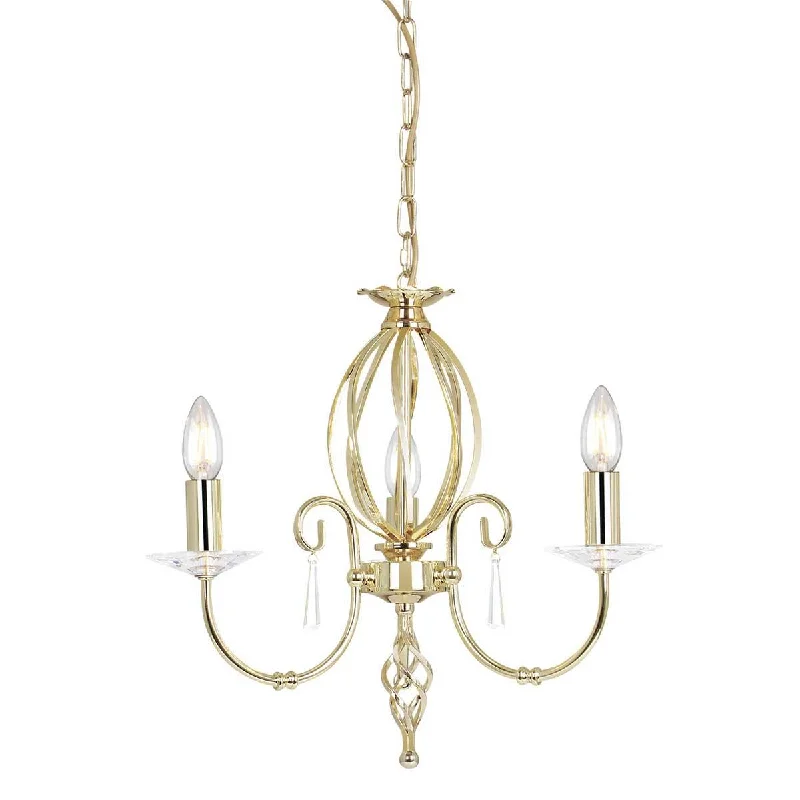 Victorian - Inspired Chandeliers with Ornate DetailsElstead Aegean Polished Brass 3 Light Chandelier