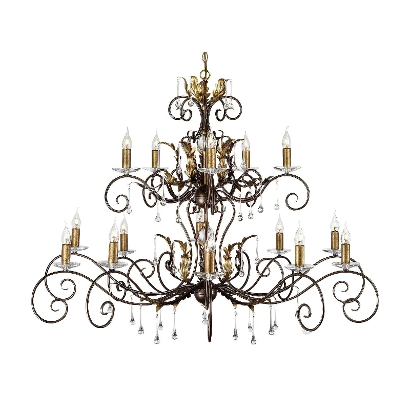 Chandeliers with Metal Frames in Gold FinishElstead Amarilli Bronze 15 Light Chandelier