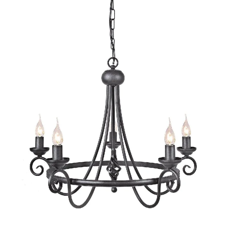 Chandeliers with Candle - Style Bulbs for a Classic AestheticElstead Harlech Black 5 Light Chandelier