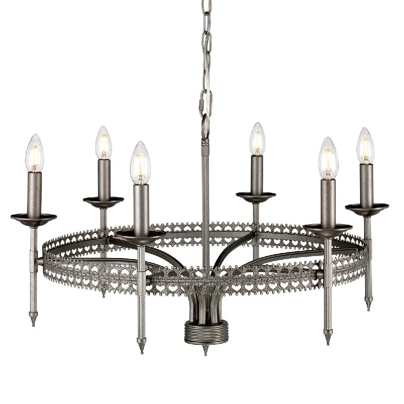 Chandeliers with Adjustable Height for Custom InstallationElstead Lighting Crown 6 Light Silver Chandelier Ceiling Light