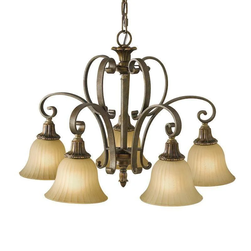 French Country Chandeliers with a Romantic AuraFeiss Kelham Hall 5 Light Gold & Bronze Chandelier