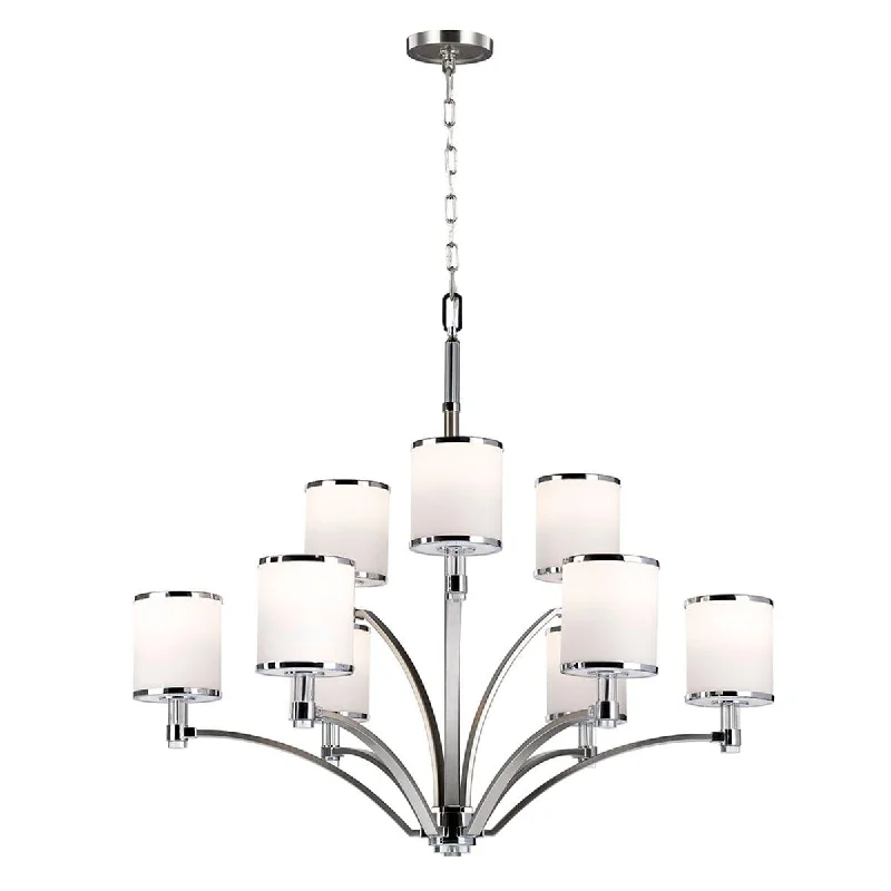 Modern Crystal Chandeliers for Contemporary HomesFeiss Prospect Park 9 Light Chandelier - Nickel & Chrome