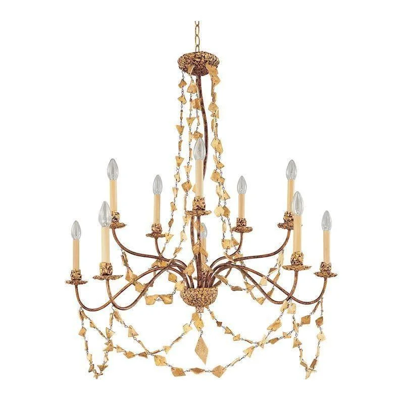 Rustic Wood Chandeliers for Country - Style HousesFlambeau Mosaic 10 Light Gold Chandelier