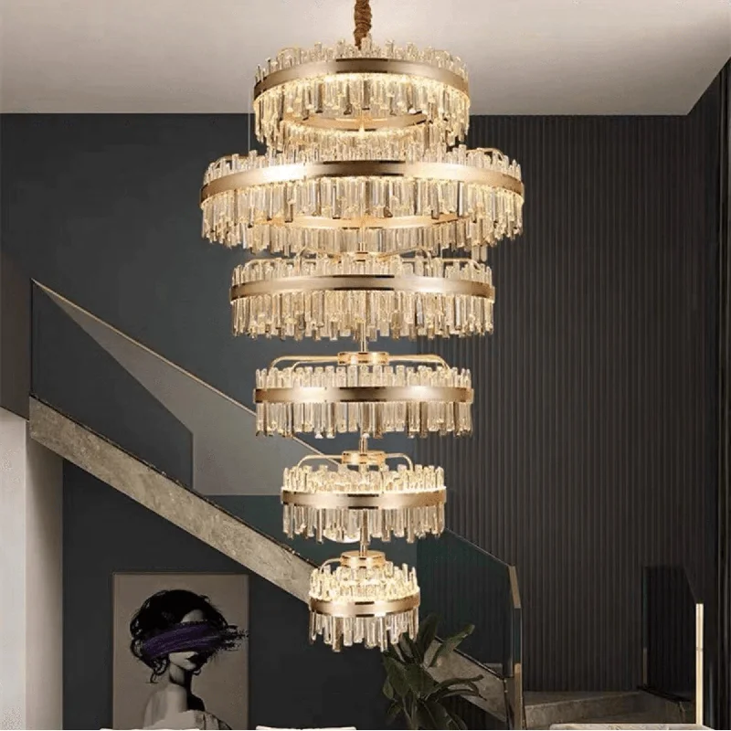 Chandeliers with Multiple Lights for Maximum IlluminationGlimmering Helix Clear Finish Double Height Chandelier (XQ-CR001)