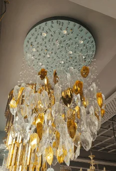 Small Chandeliers for Compact RoomsGolden Drops Contemporary Double-Height Chandelier (XQ6007)