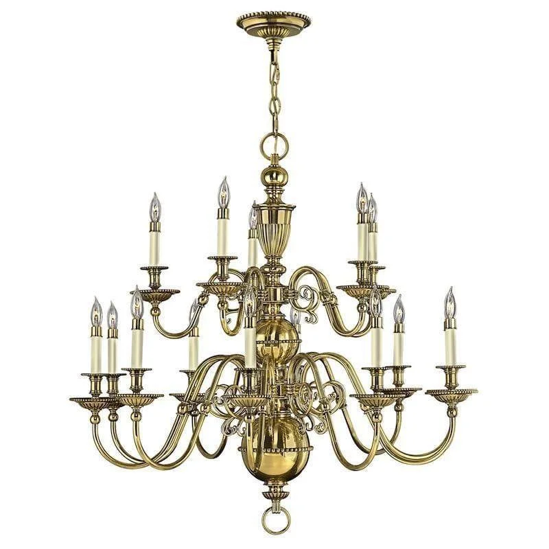 Large Chandeliers for Grand Halls and FoyersHinkley Cambridge Solid Brass 15 Light Chandelier