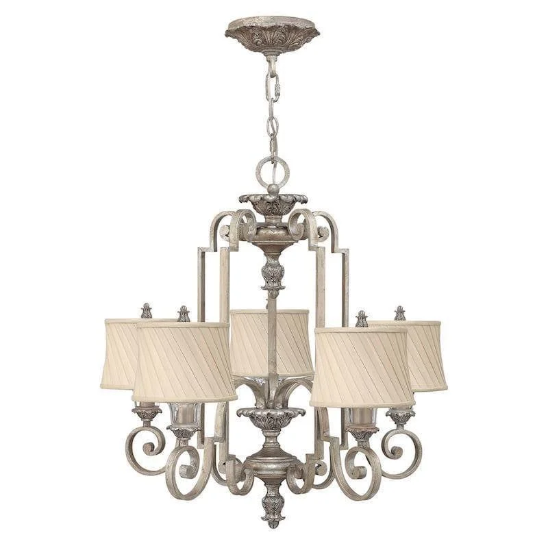 Chandeliers with Murano Glass for a High - End Artistic TouchHinkley Kingsley 5 Light Silver Leaf Chandelier