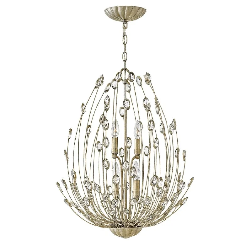 Chandeliers with Multiple Lights for Maximum IlluminationHinkley Tulah 4 Light Two Tier Chandelier - Silver Leaf