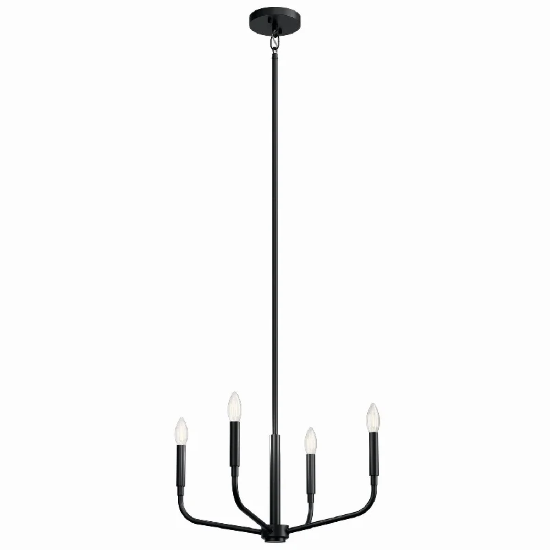 Chandeliers with Metal Frames in Black FinishMadden Four Light Chandelier/Semi Flush Mount