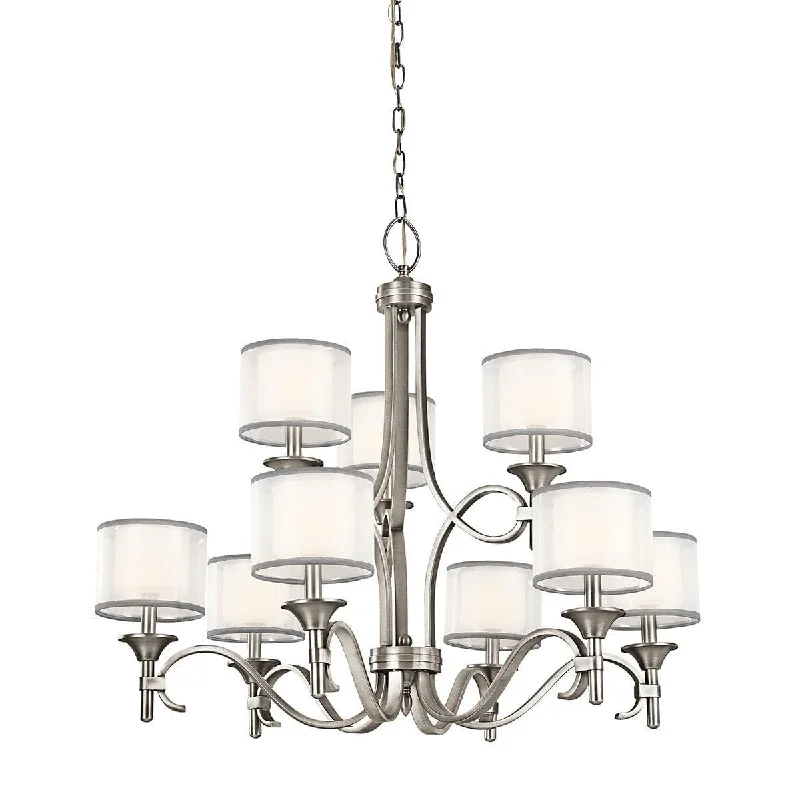 Chandeliers with Adjustable Height for Custom InstallationKichler Lacey 9 Light Chandelier - Antique Pewter - Damaged Box Item Perfect