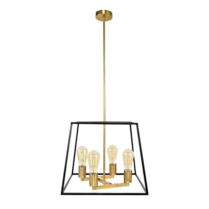 Chandeliers for Living Rooms to Create a Focal PointMETAL 4 LIGHT BOX CHANDELIER, BLACK / GOLD