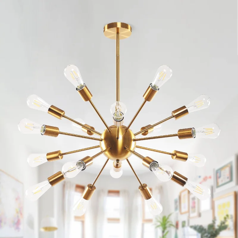 Chandeliers with Clear Crystal for a Sparkling EffectModern Brass 18-light Sputnik Chandelier Light for Dining Room