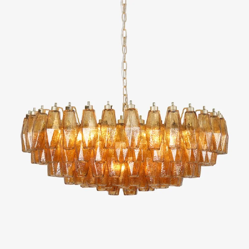 Industrial Iron Chandeliers for Loft - Inspired SpacesMurano Rhombus Amber Glass Chandelier