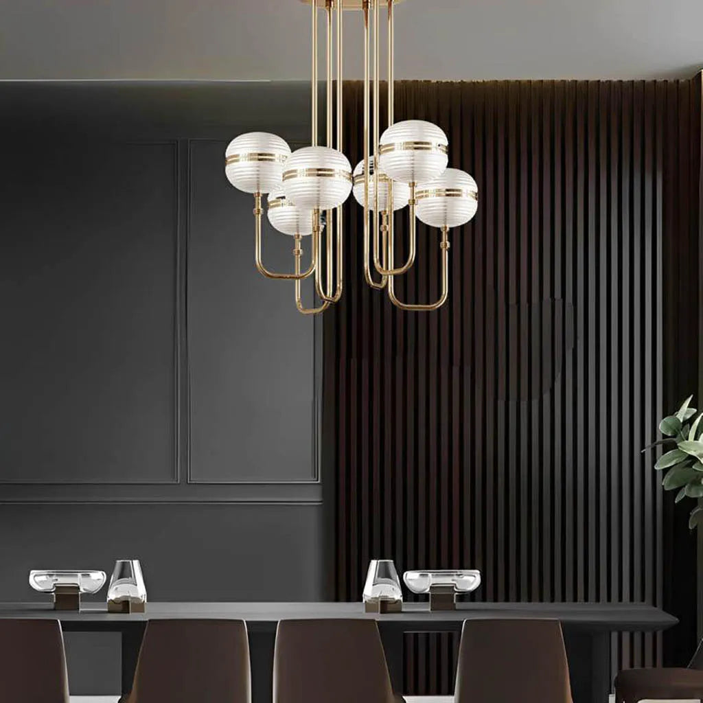 Art Deco Chandeliers for a Retro - Glam LookMystic Aura Golden Finish Luxe Chandelier (0827/6)