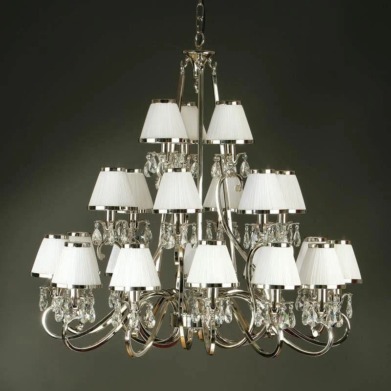 Small Chandeliers for Compact RoomsOksana Polished Nickel 21 Light Chandelier With White Shades