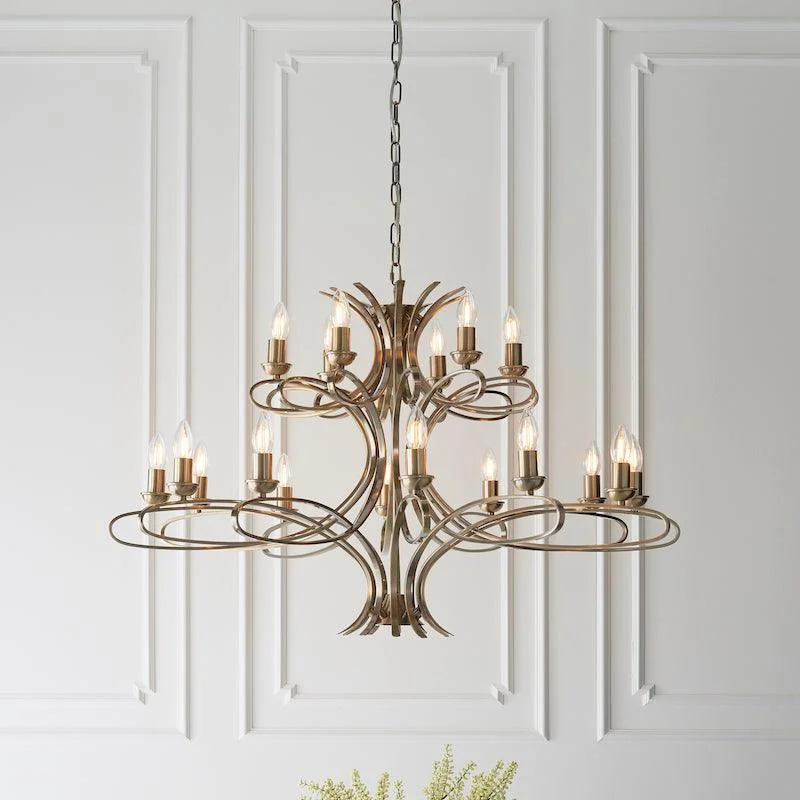 Chandeliers with Multiple Lights for Maximum IlluminationInteriors 1900 Penn 18 Light Brushed Brass Finish Chandelier