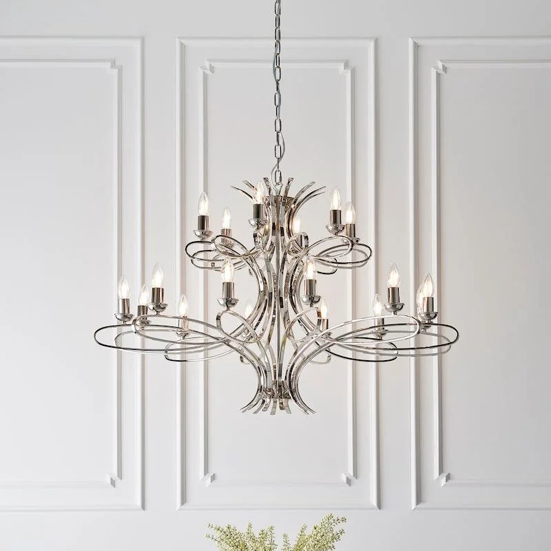 Large Chandeliers for Grand Halls and FoyersPenn 18 Light Polished Nickel Finish Chandelier