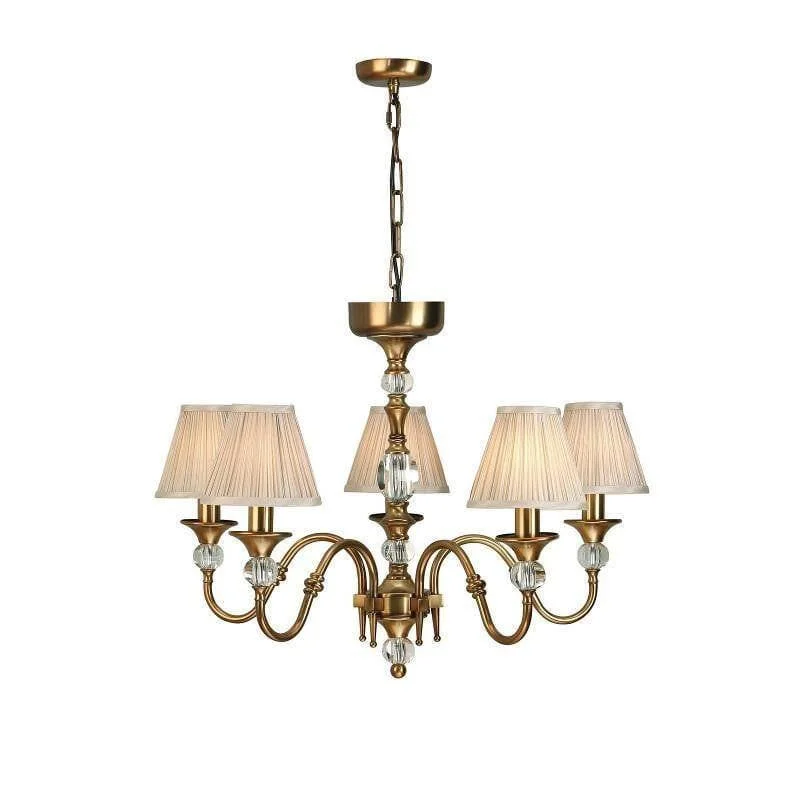 LED Chandeliers for Energy - Efficient LightingPolina 5 Light Antique Brass Chandelier With Beige Shades