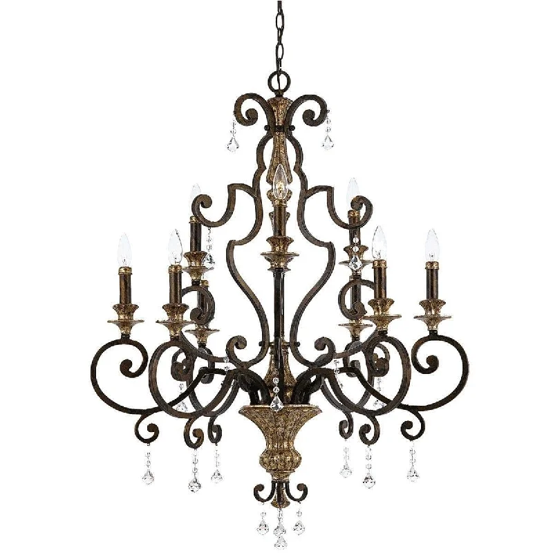 Chandeliers with Metal Frames in Black FinishQuoizel Marquette 9 Light Bronze/Gold Chandelier