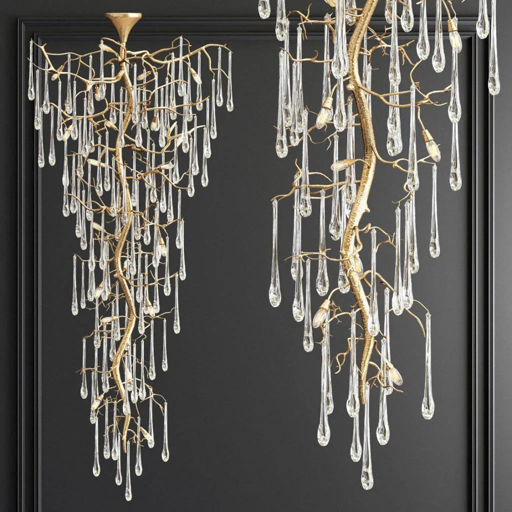 Mid - Century Modern Chandeliers for Vintage AppealTendrill Fall Golden Double Height Chandelier (XQ-CR006)