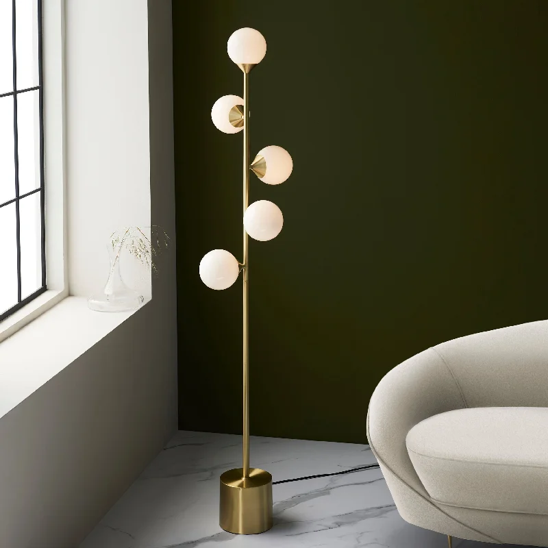 Wood Floor Lamp with Natural Grain for a Warm and Organic FeelAmos Crib Floor Lamp Brushed Brass