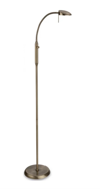 Glass Floor Lamp with Frosted Shades for Soft Diffused LightAntique Brass Adjustable Reading Lamp with Dimmer - ID 6893