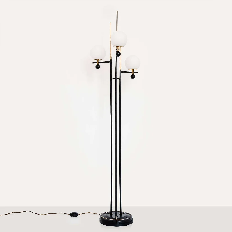 Smart Floor Lamp with Voice Control and Bluetooth ConnectivityBlack & brass mid-century floor lamp