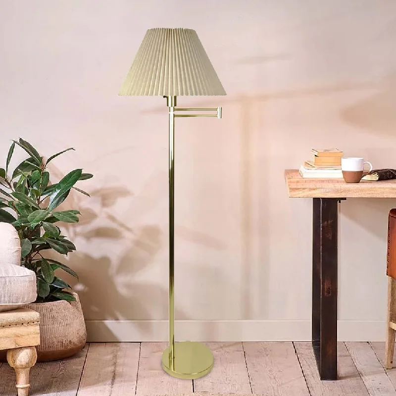 Fabric Floor Lamp with a Linen Shade for a Relaxed AestheticBrass Billy Baldwin