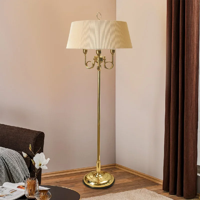 USB Charging Port Floor Lamp for Convenient Device ChargingBrass Tri-Victorian