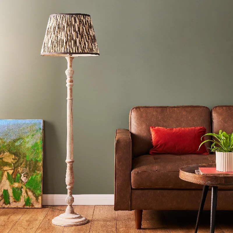 Wood Floor Lamp with Natural Grain for a Warm and Organic FeelEloise floor lamp in natural whitewash