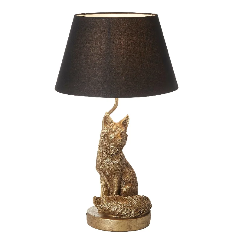 Modern Minimalist Floor Lamp for Contemporary Living RoomsFox Figurine Gold Table Lamp - Black Shade