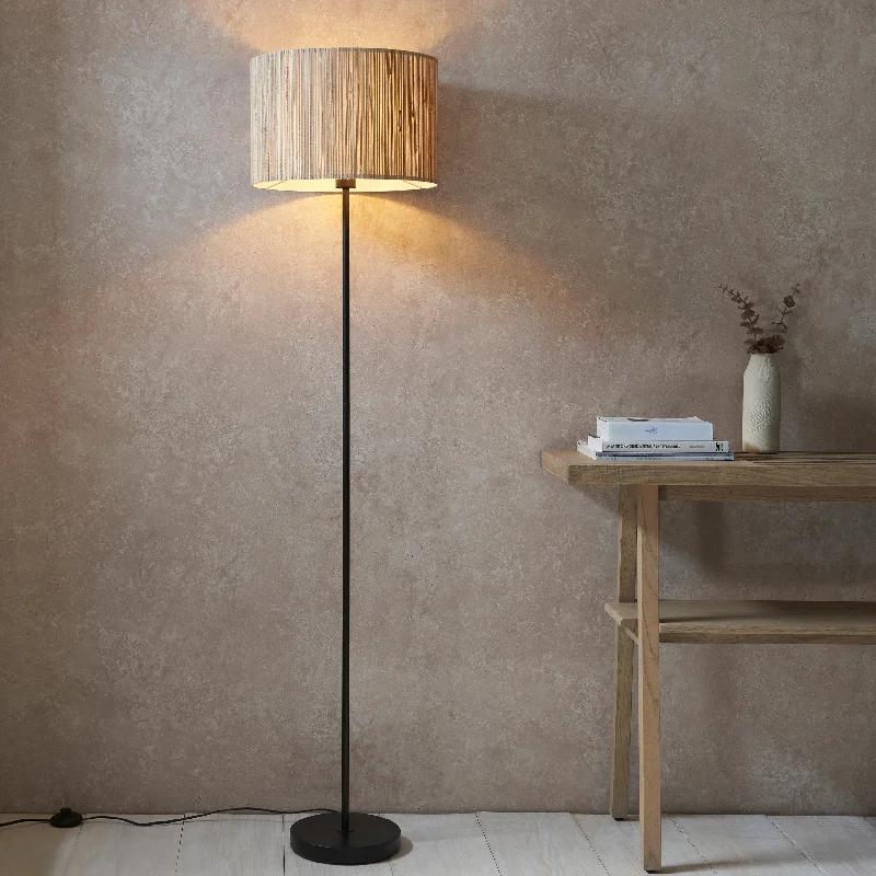 Dimmable Floor Lamp for Adjustable Lighting AmbianceLittoral 1Lt Indoor Floor Lamp In Natural Seagrass & Matt Black Finish