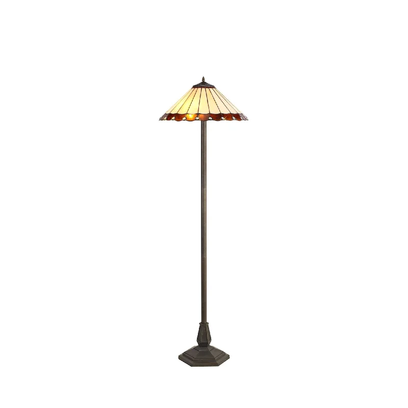  Way Switch Floor Lamp for Multiple Light Intensity LevelsNelson Lighting NLK02799 Umbrian 2 Light Octagonal Floor Lamp With 40cm Tiffany Shade Amber/Chrome/Crystal/Brass