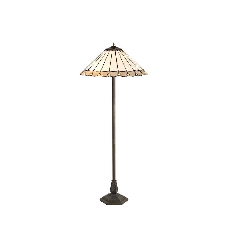 Fabric Floor Lamp with a Linen Shade for a Relaxed AestheticNelson Lighting NLK03459 Umbrian 2 Light Octagonal Floor Lamp With 40cm Tiffany Shade Grey/Chrome/Antique Brass