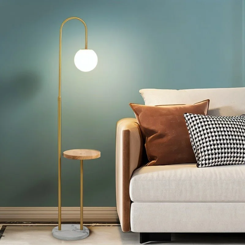 Fabric Floor Lamp with a Linen Shade for a Relaxed AestheticOkul Floor Lamp With Smart Side Table