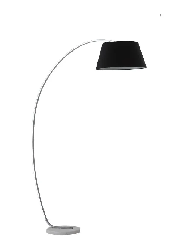 Bohemian Inspired Floor Lamp for Eclectic Home DecorSatin Nickel Finish Standard Lamp With Marble Base & Black Shade - ID 8525