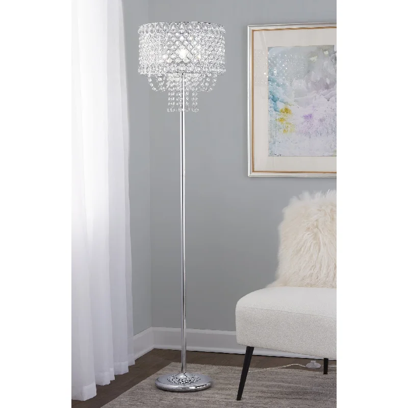 Bohemian Inspired Floor Lamp for Eclectic Home DecorSilver Orchid Danya 60" Metal Floor Lamp with Clear Crystals