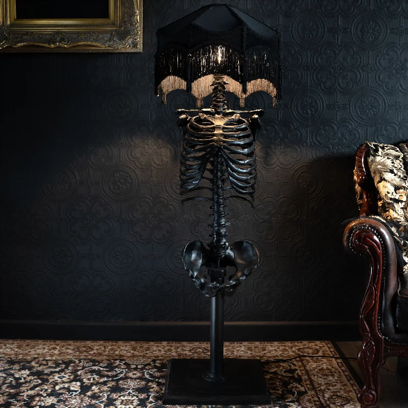 Glass Floor Lamp with Frosted Shades for Soft Diffused LightThe Skeleton Floor Lamp - Jetta Baroque Edition by The Blackened Teeth