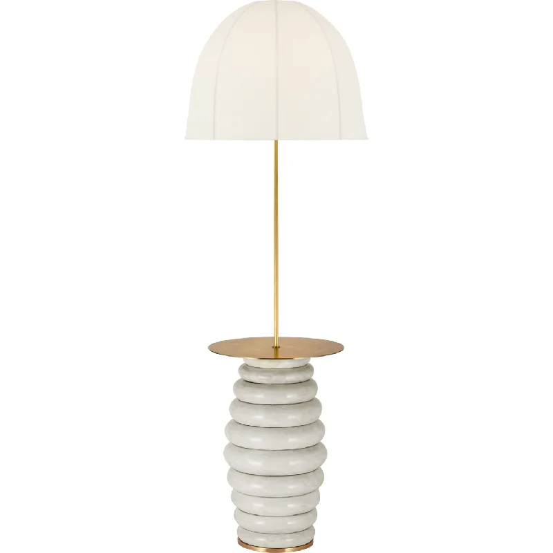 Industrial Style Floor Lamp with Exposed Bulbs for Loft ApartmentsPhoebe Extra Large Tray Table Floor Lamp with Domed Linen Shade