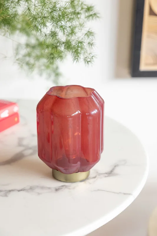 marble table lamps with a luxurious veined pattern for high end decorBrick Red & Gold Battery Powered Table Lamp