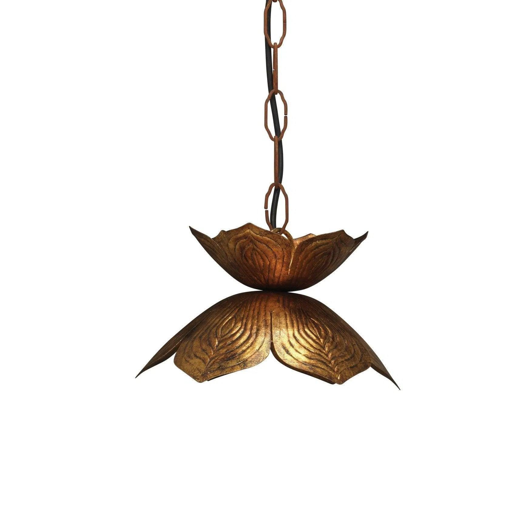 Moroccan Ceiling Lights with Colorful Stained Glass and Geometric CarvingsMoroccan Ceiling Lights with Colorful Stained Glass and Geometric CarvingsCoastal Style Gold Iron Flowering Lotus Pendant - Small